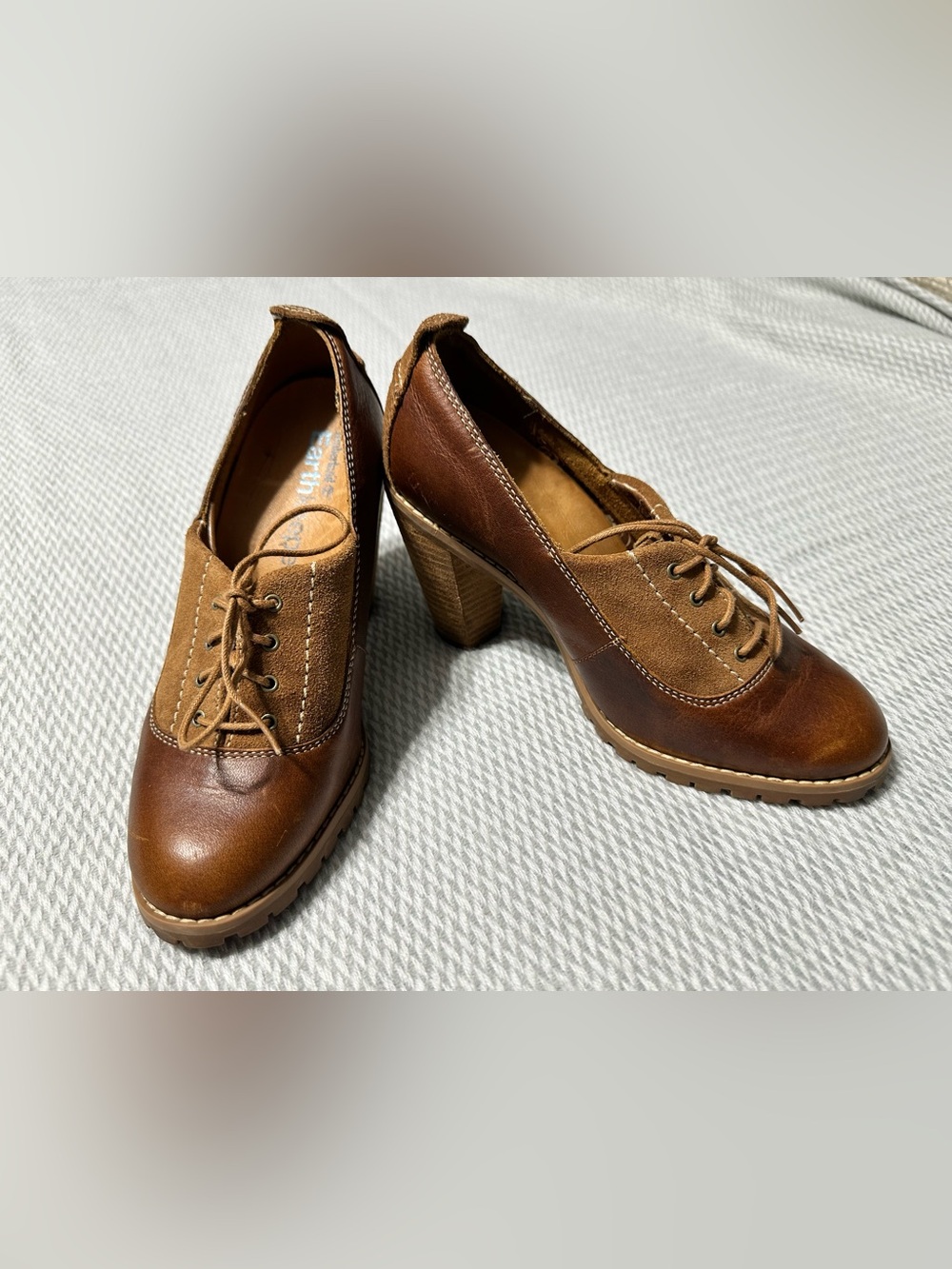 Timberland EarthKeepers Women's Brown Lace-Up Chunky Heel Oxfords